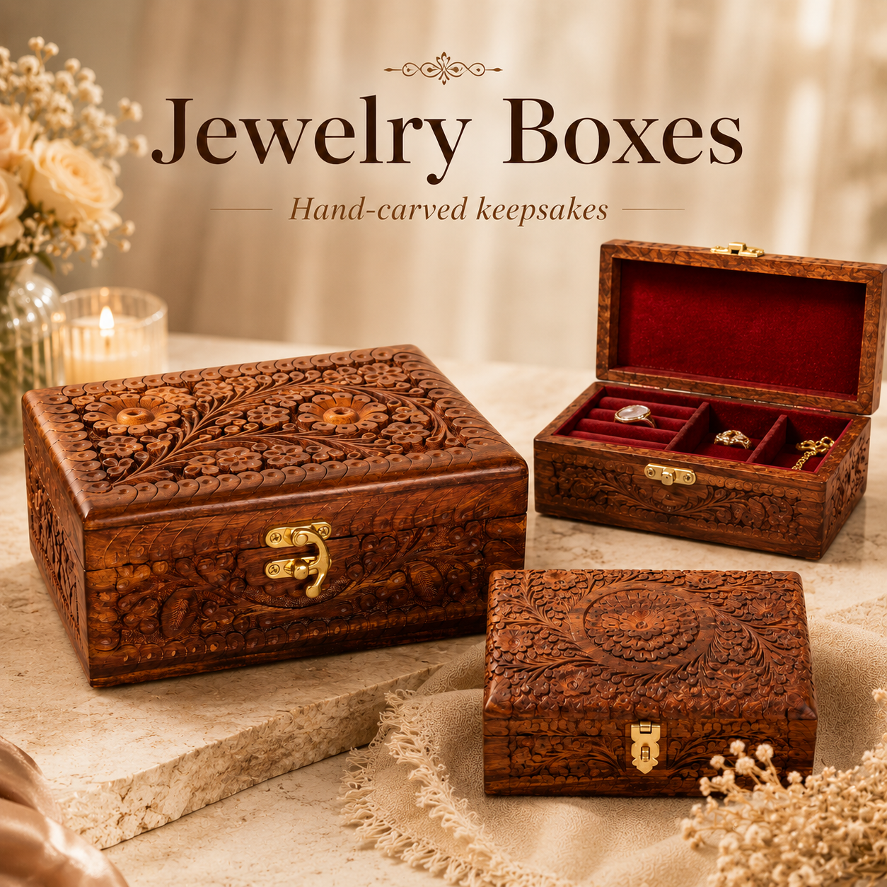 Handcrafted Wooden Jewelry & Keepsake Boxes