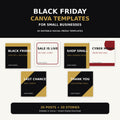 Black Friday Canva Templates for Small Business, 40 Editable Instagram Posts & Stories, Cyber Monday Social Media Sale Kit
