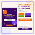 Halloween Classroom Activity Pack, Grades 1-3 Printable Worksheets, Math Literacy Writing Games, Teacher Instant Download