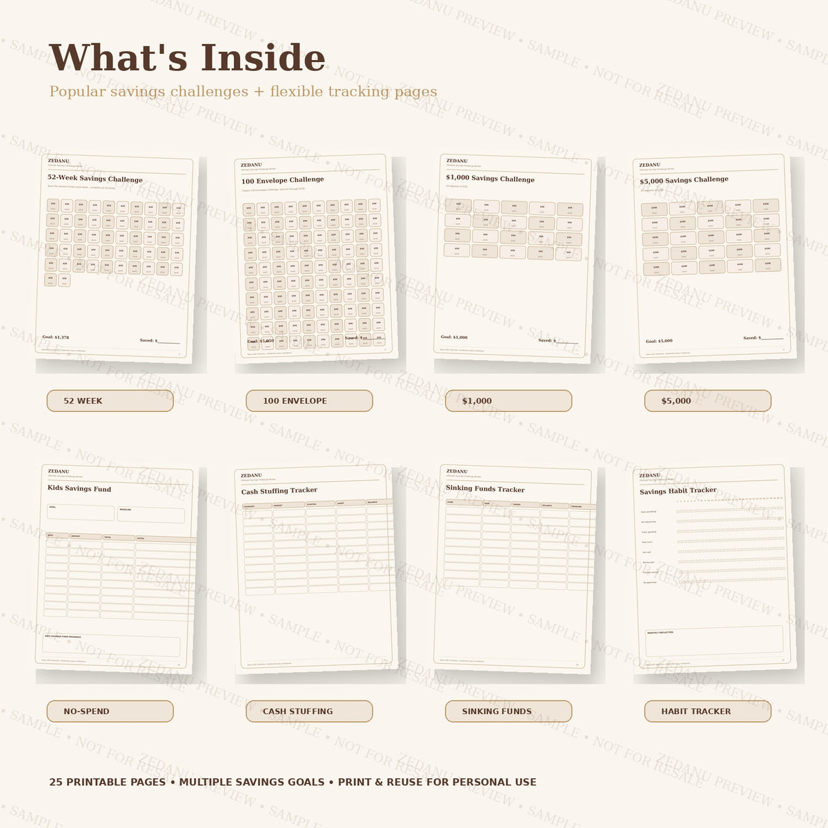 ZEDANU Ultimate Savings Challenge Binder Printable PDF