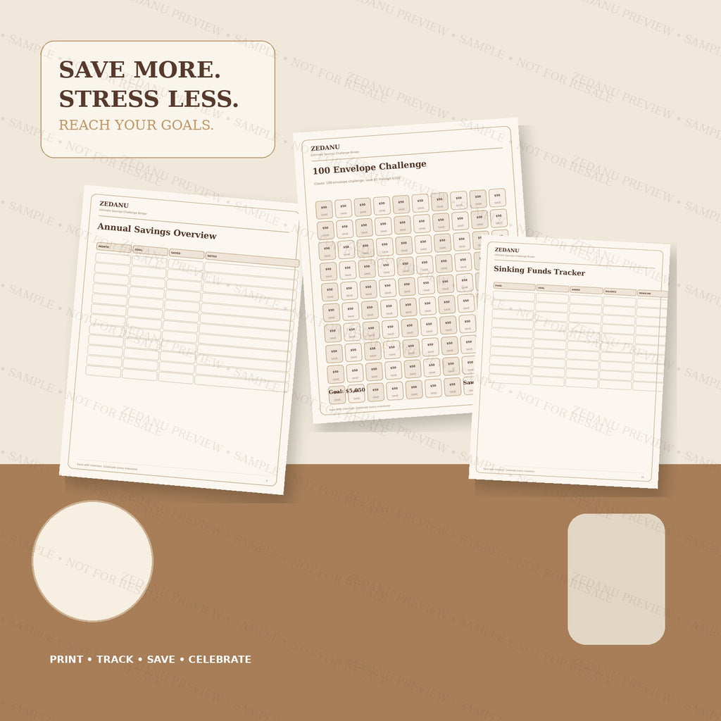 Savings challenge binder lifestyle mockup with printable money trackers