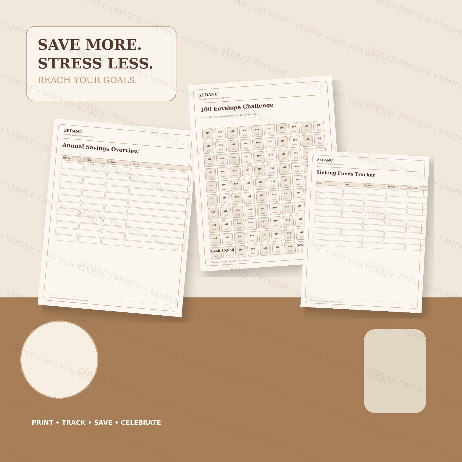 Savings challenge binder lifestyle mockup with printable money trackers