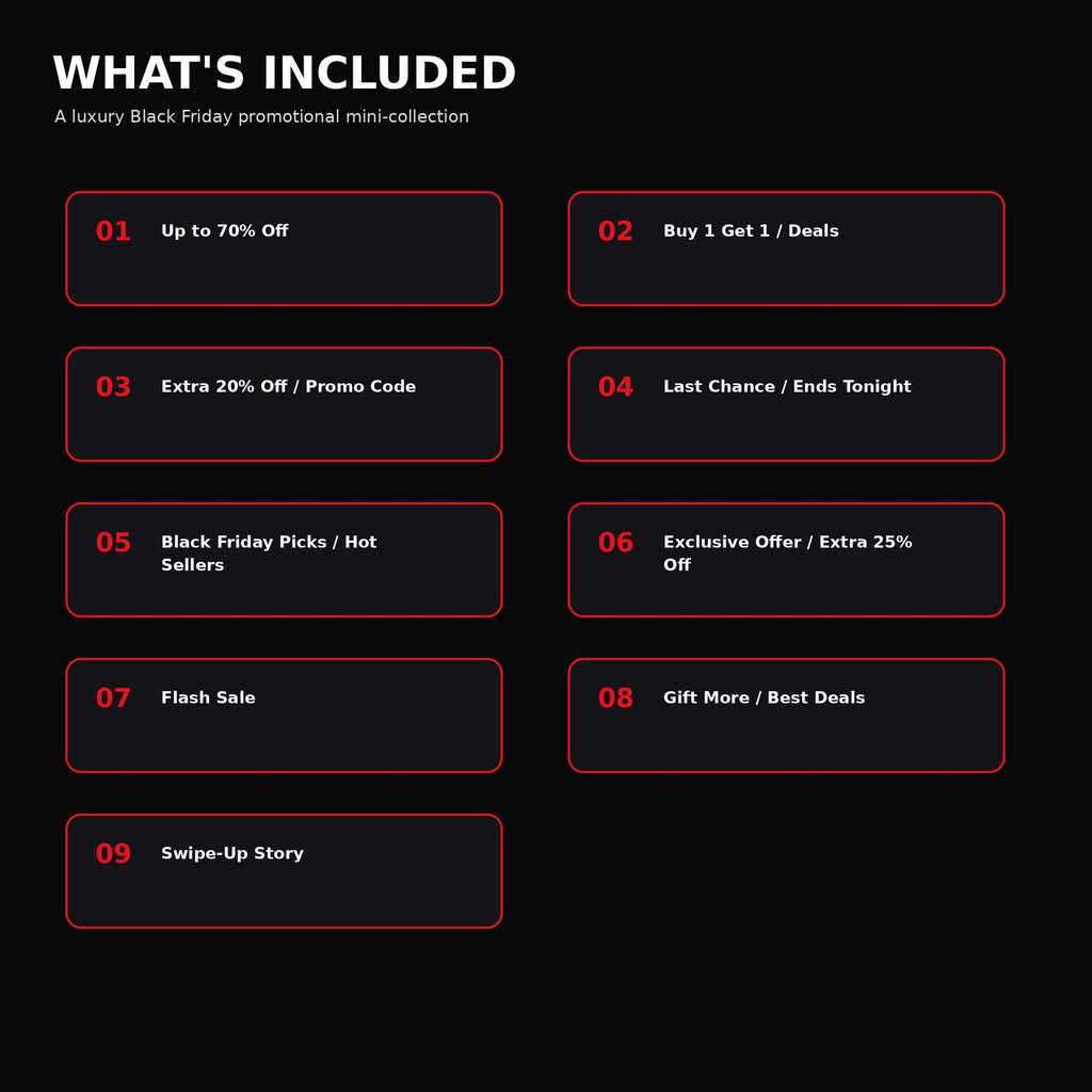Black Friday Canva Templates Luxury Neon, Editable Instagram Sale Posts & Story Templates, Black Red Friday Marketing Kit