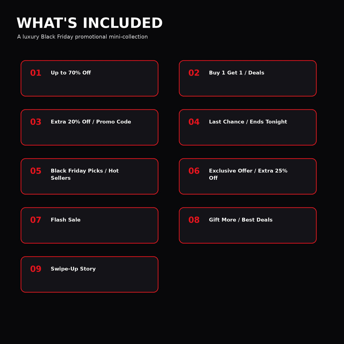 Black Friday Canva Templates Luxury Neon, Editable Instagram Sale Posts & Story Templates, Black Red Friday Marketing Kit