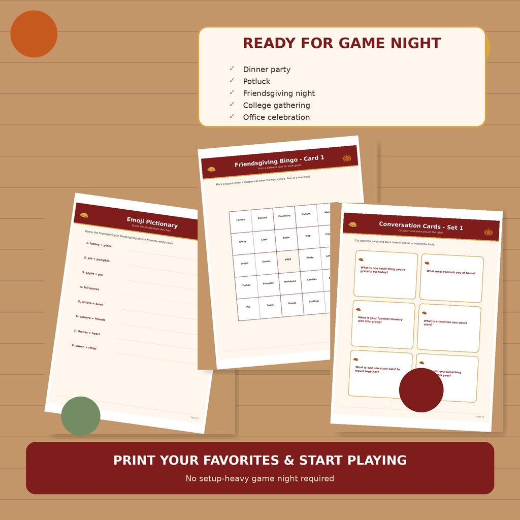 Friendsgiving Party Games Bundle Printable, 24 Thanksgiving Games for Adults Teens, Friendsgiving Dinner Party Instant Download