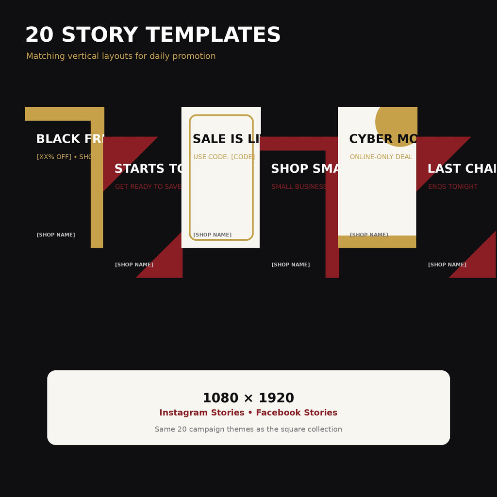 Black Friday Canva Templates for Small Business, 40 Editable Instagram Posts & Stories, Cyber Monday Social Media Sale Kit