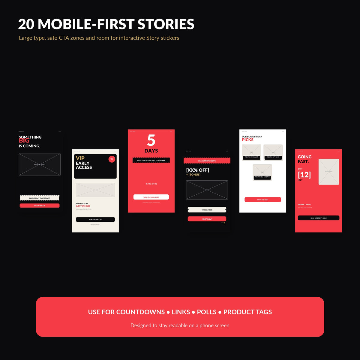 Black Friday Canva Templates, 40 Editable Instagram Posts & Stories for Small Business, Cyber Monday Social Media Marketing Kit