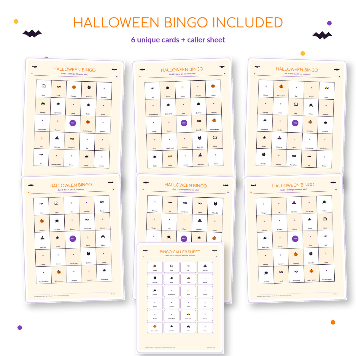 Halloween Kids Party Games Bundle Printable, 20 Halloween Activities for Kids, Bingo Scavenger Hunt Trivia, Classroom Party PDF
