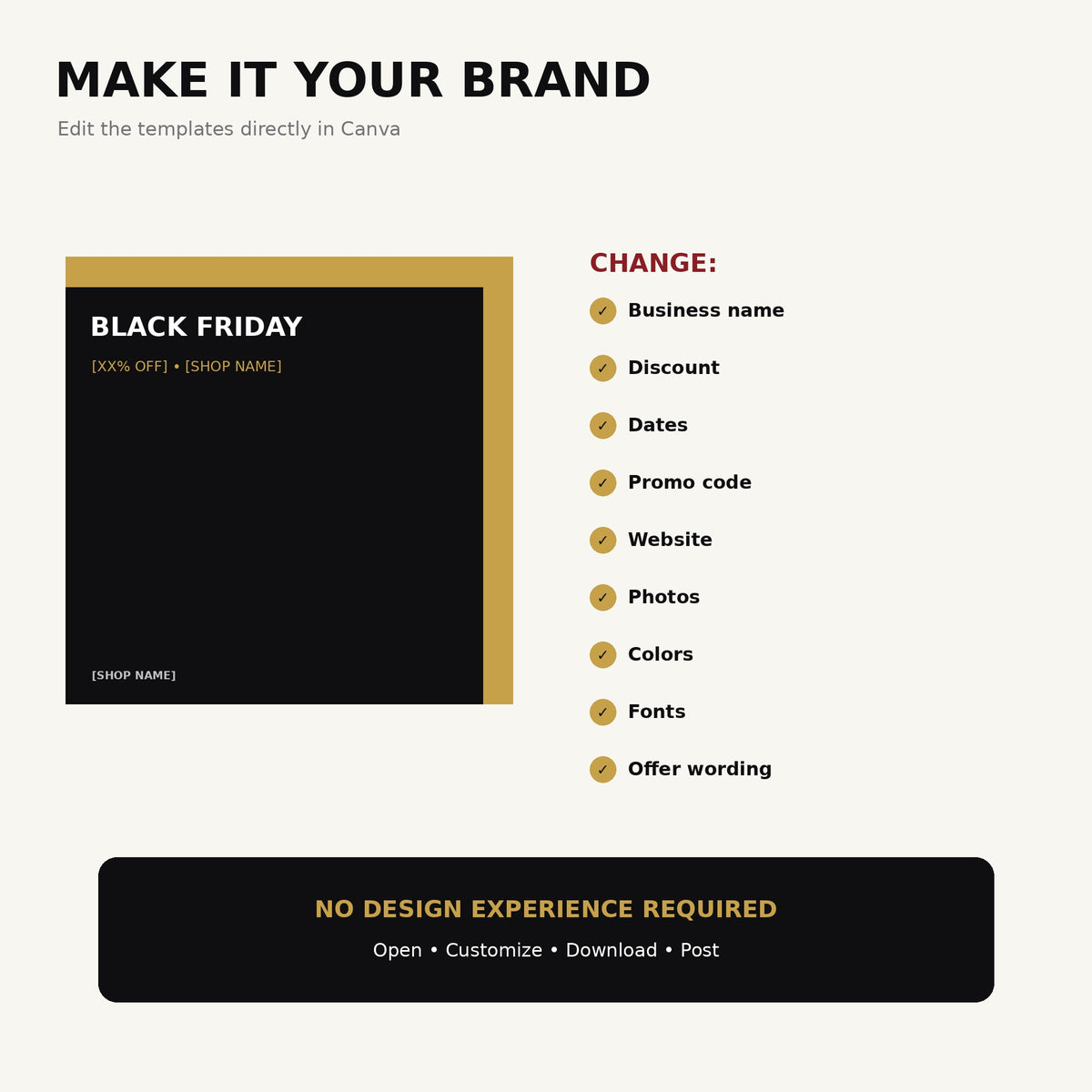 Black Friday Canva Templates for Small Business, 40 Editable Instagram Posts & Stories, Cyber Monday Social Media Sale Kit