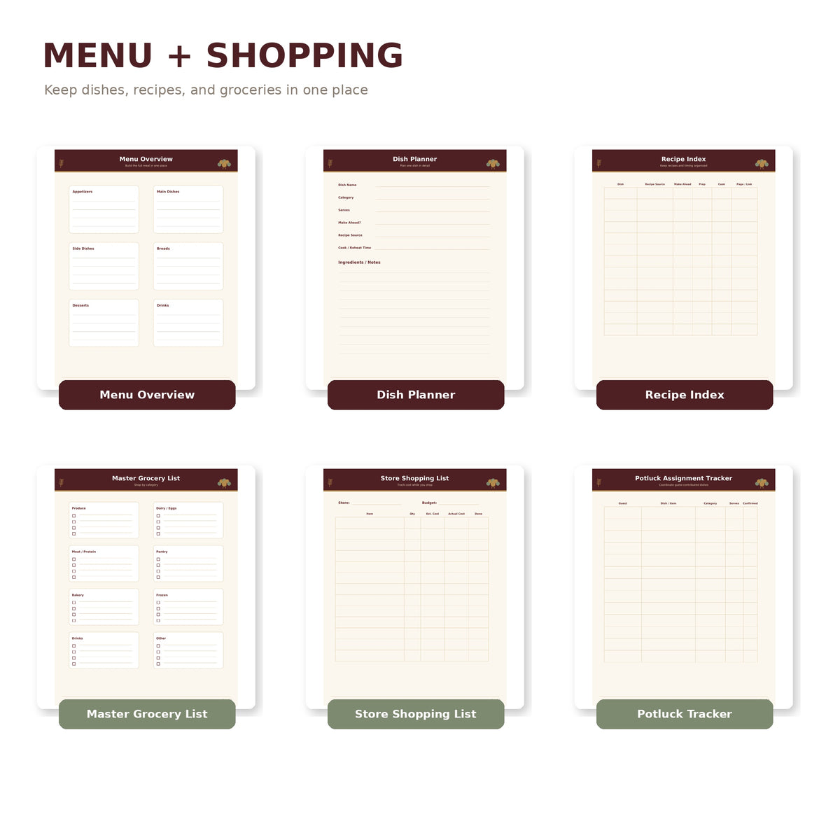 Thanksgiving Hosting Planner Printable, Dinner Party Organizer, Menu Grocery List Budget Cooking Timeline, Instant Download