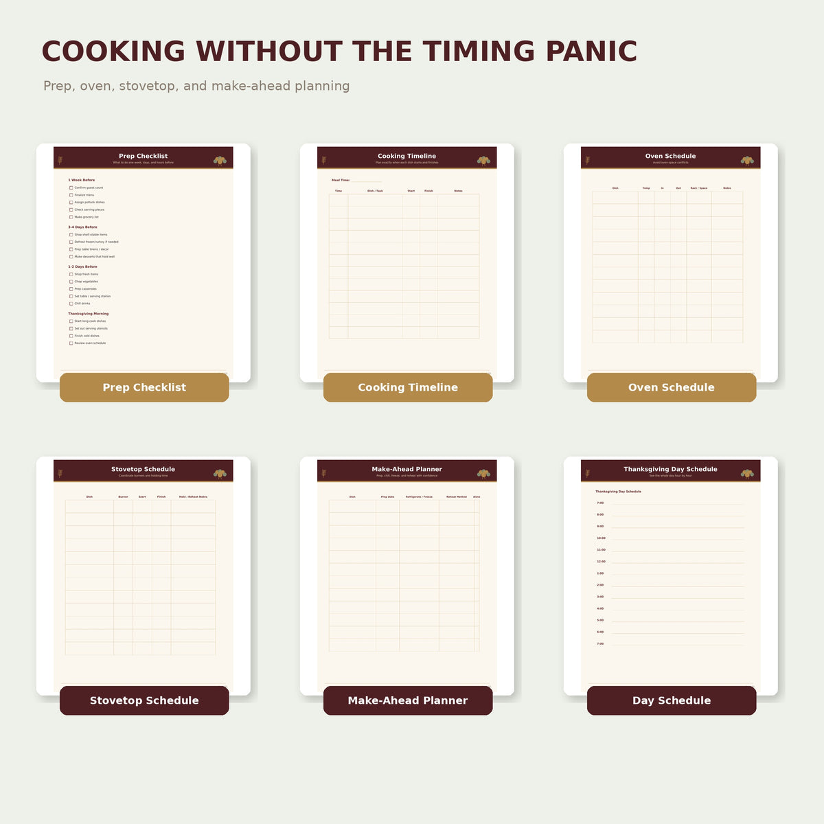 Thanksgiving Hosting Planner Printable, Dinner Party Organizer, Menu Grocery List Budget Cooking Timeline, Instant Download