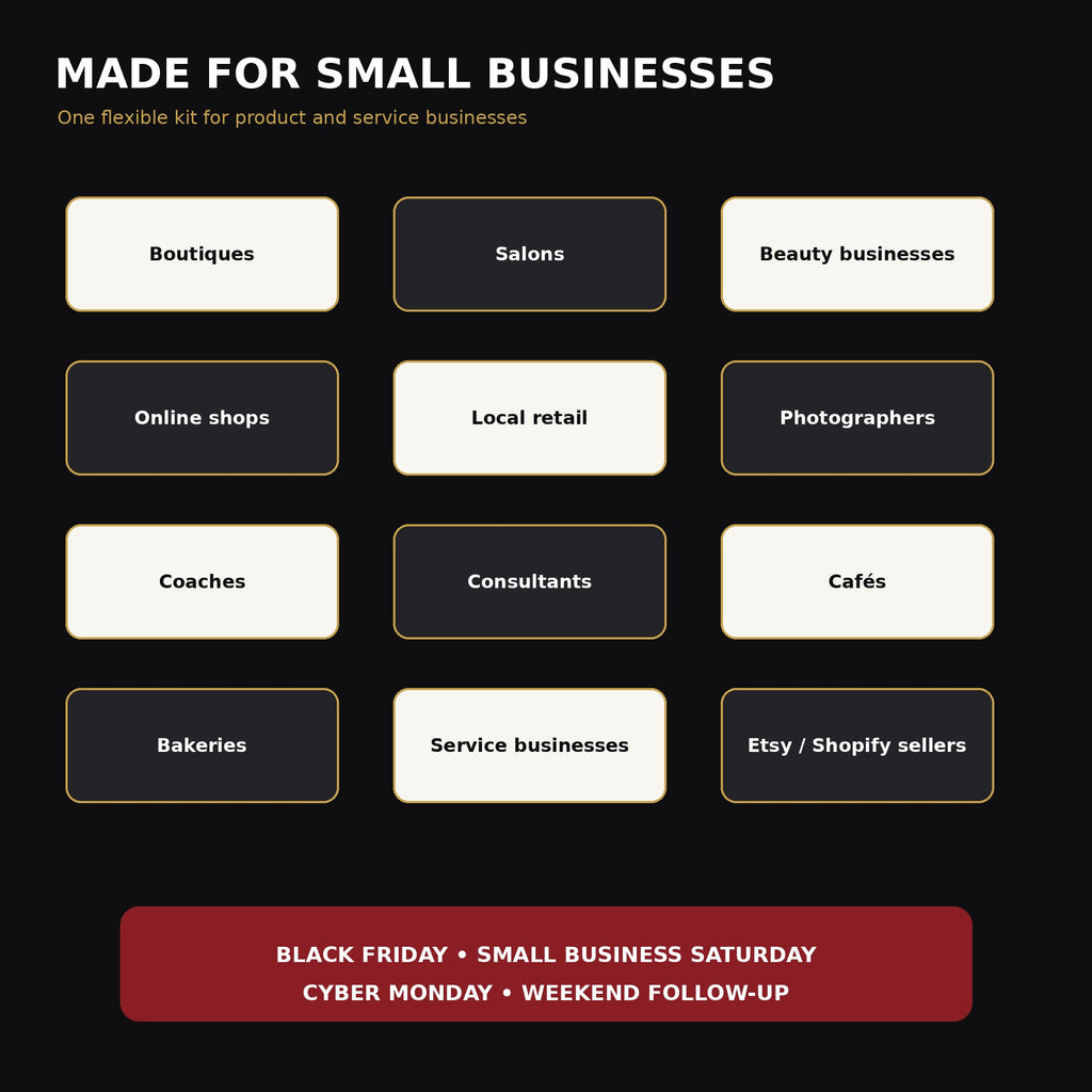 Black Friday Canva Templates for Small Business, 40 Editable Instagram Posts & Stories, Cyber Monday Social Media Sale Kit
