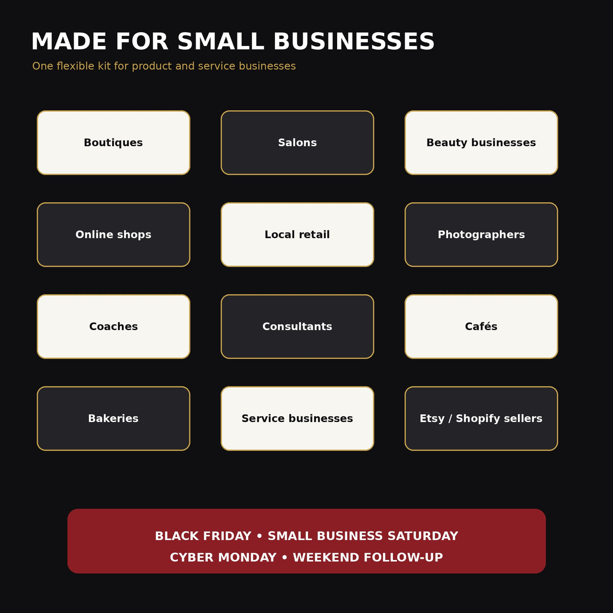 Black Friday Canva Templates for Small Business, 40 Editable Instagram Posts & Stories, Cyber Monday Social Media Sale Kit