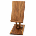 ZEDANU Handcrafted Adjustable Wooden Mobile Stand – Solid Wood Phone Holder with Decorative Inlay Design – Compatible with All Smartphones