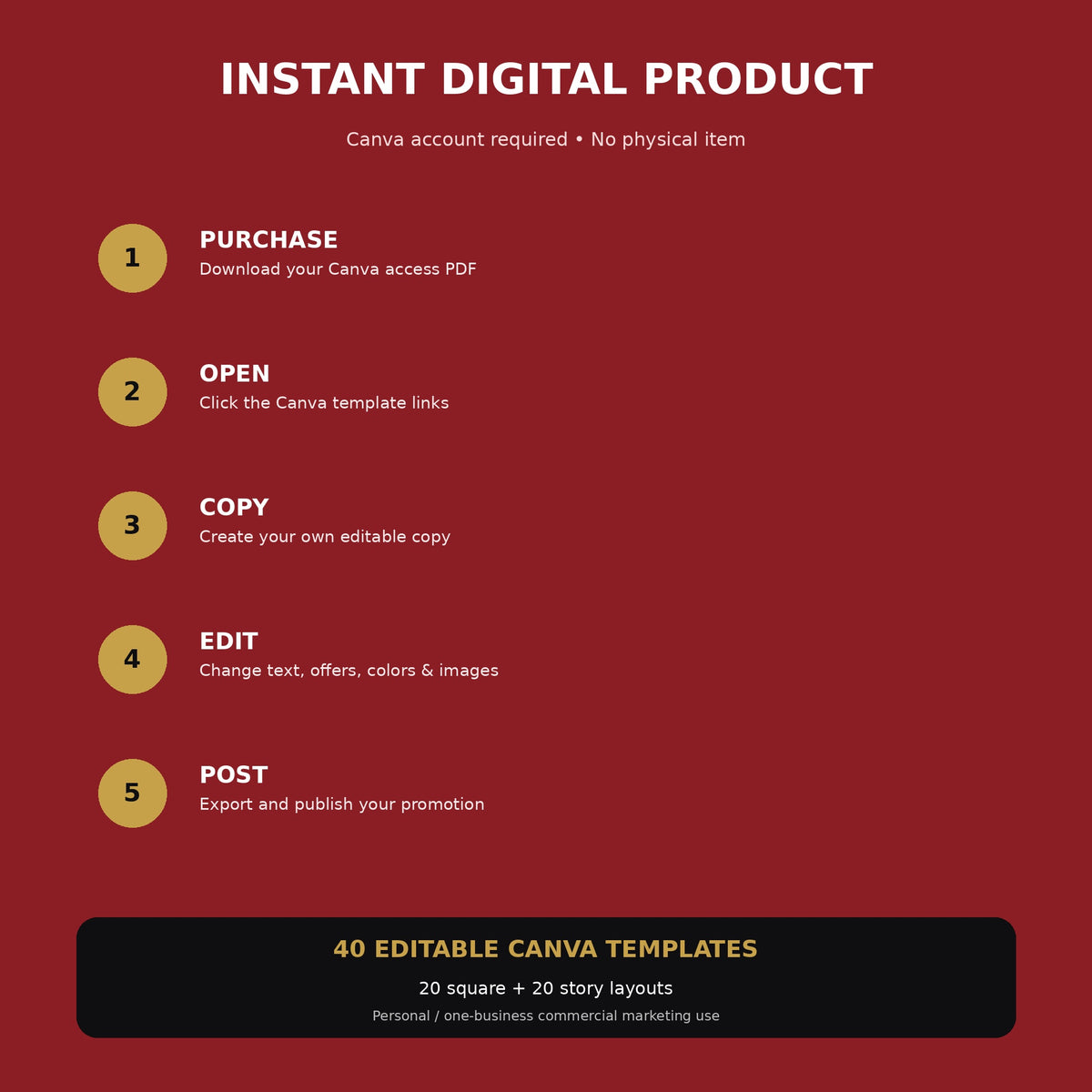 Black Friday Canva Templates for Small Business, 40 Editable Instagram Posts & Stories, Cyber Monday Social Media Sale Kit