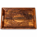 Wooden Coffee Tray Serving Tray with Handles Wood Ottoman Tray Table Tray décor Great for Dinner Trays, Tea Tray, Breakfast Tray, or Any Food Tray - Good for Parties Centerpiece for Coffee Table Medium