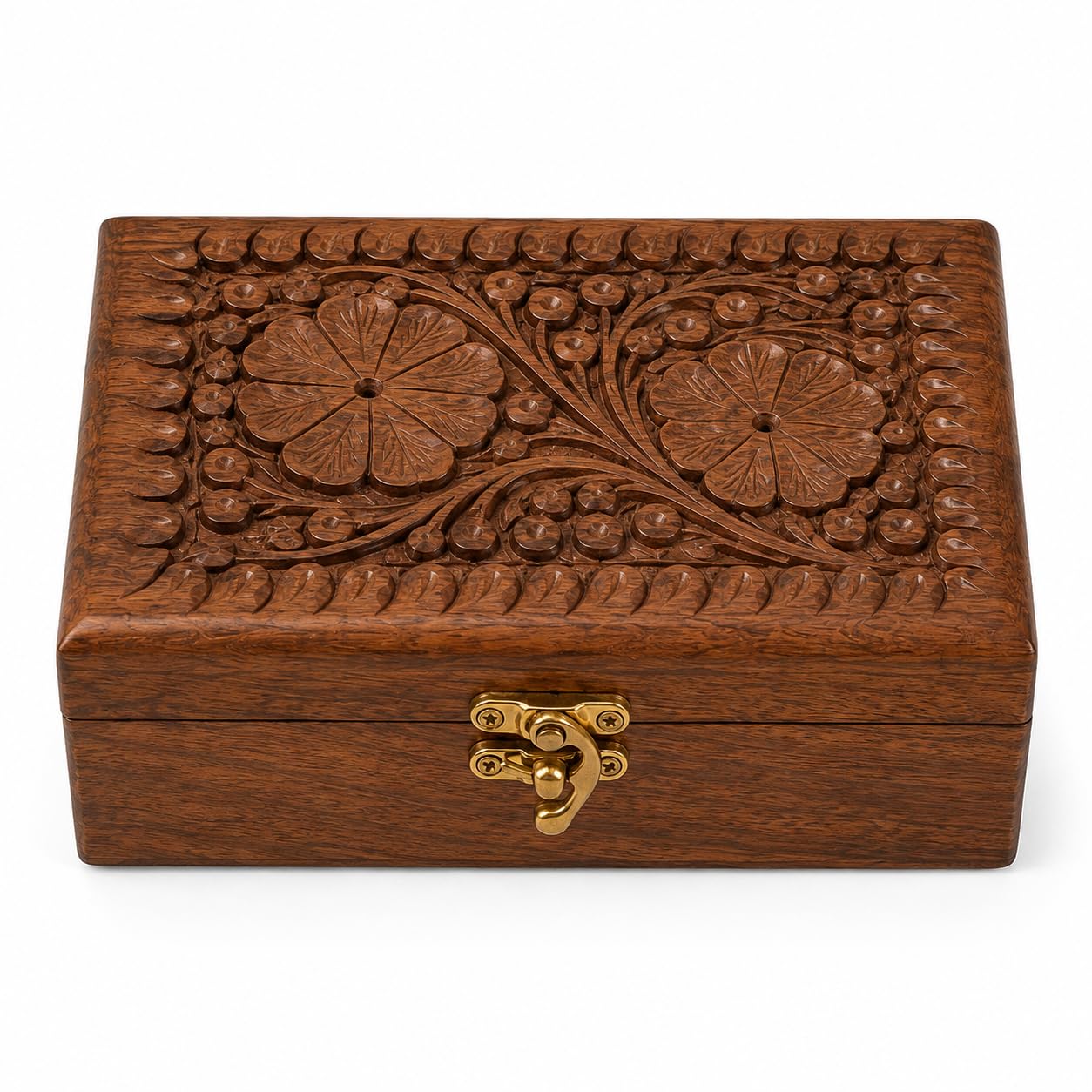 ZEDANU Handmade Wooden Jewelry Box Organizer Wooden Trinket Keepsake Jewellery Storage Box Vintage Box Multipurpose Organizer Chest Great Gift For Your Loved Ones (Medium)