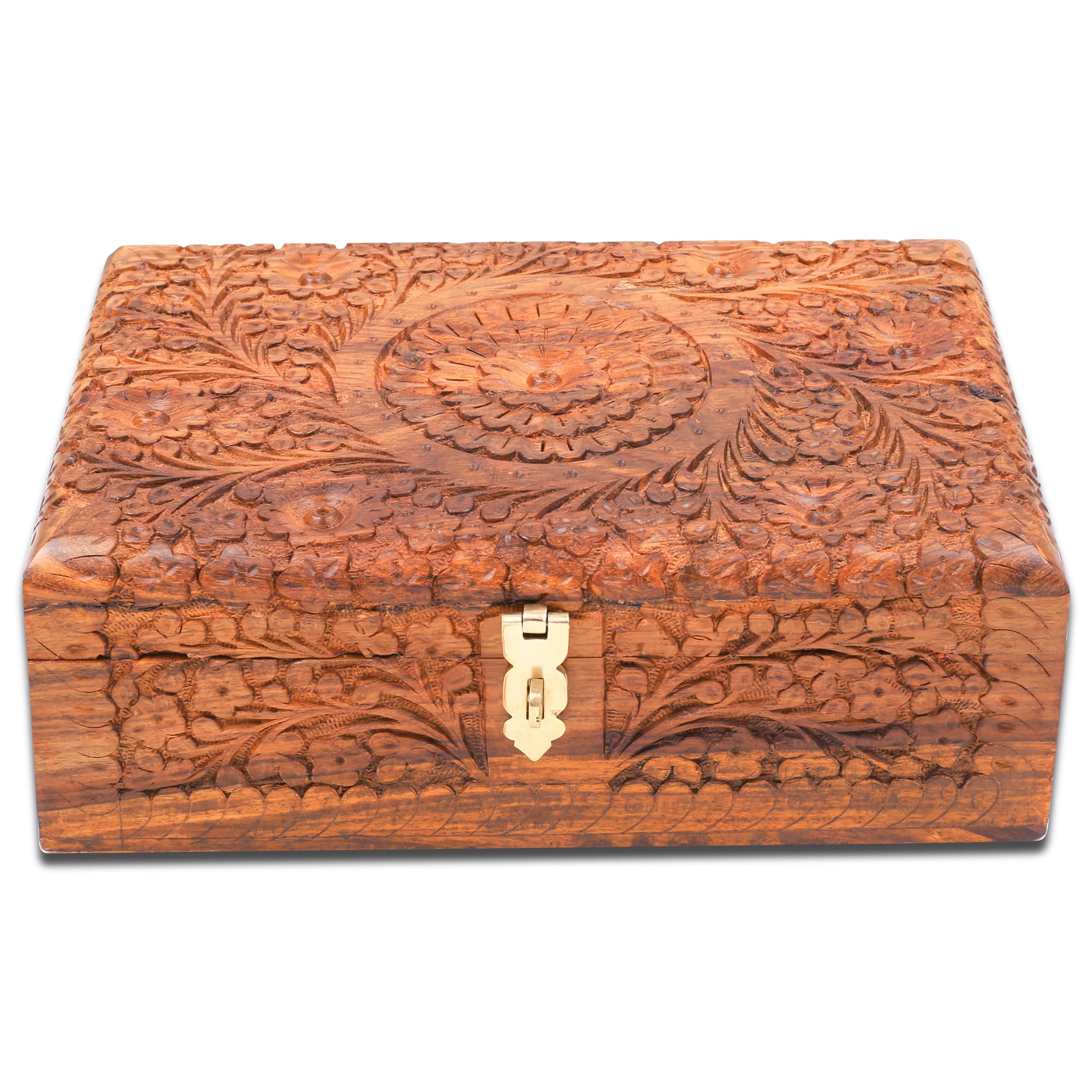 ZEDANU Handmade Wooden Jewelry Box Organizer Wooden Trinket Keepsake Jewellery Storage Box Vintage Box Multipurpose Organizer Chest Great Gift For Your Loved Ones (XXL)