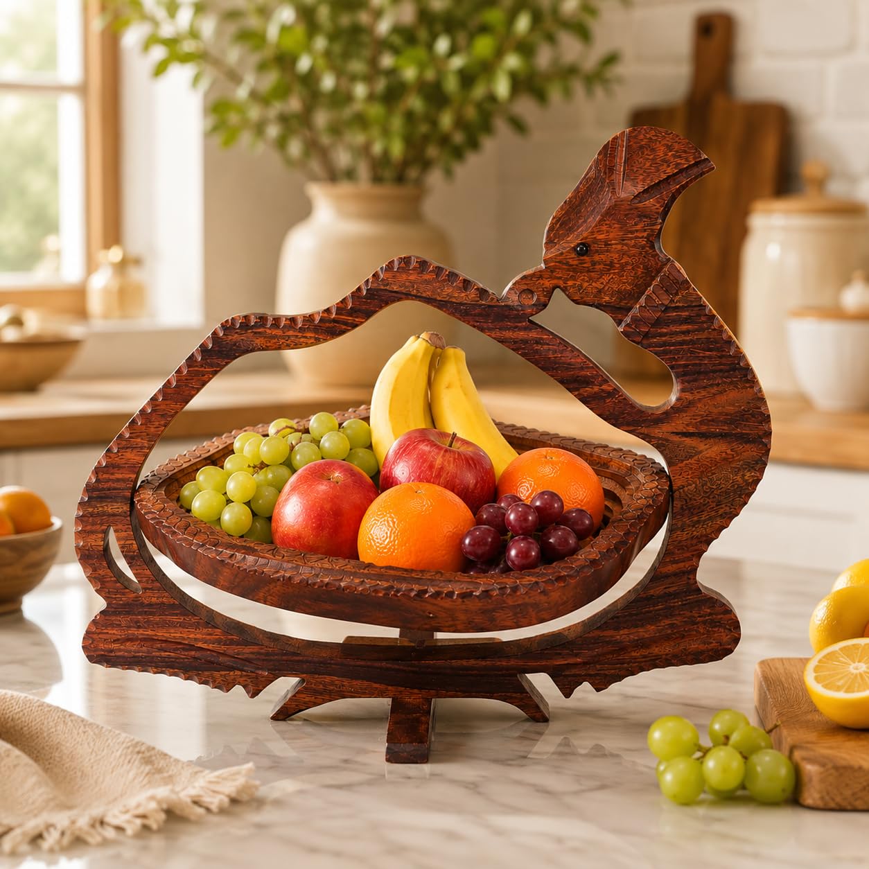 ZEDANU foldable rosewood camel tray handcrafted wooden decor