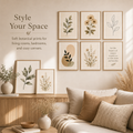 ZEDANU Neutral Botanical Wall Art Set of 6 | Printable Home Decor
