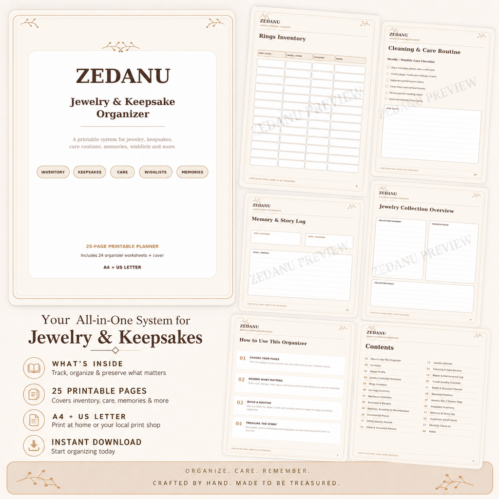 jewelry care routine printable worksheet