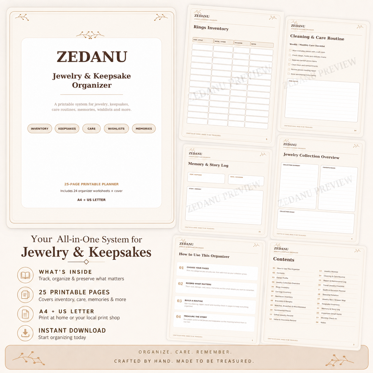 jewelry care routine printable worksheet